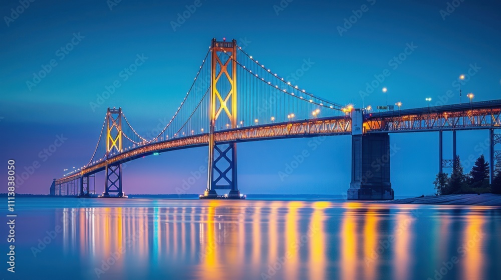 Fototapeta premium Bridge Illuminated at Twilight