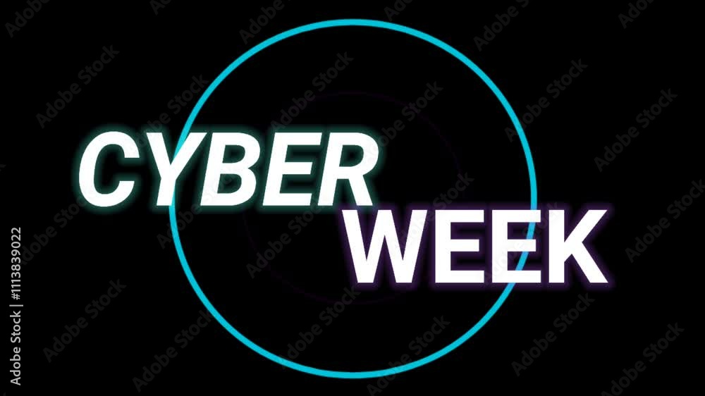 Cyber Week neon light banner 4k, animation text on black Cyber Week neon light banner 4k, animation text on black