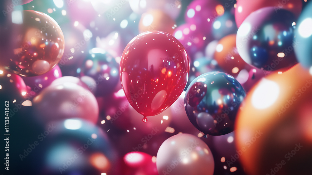 Metallic party balloons background Metallic party balloons background