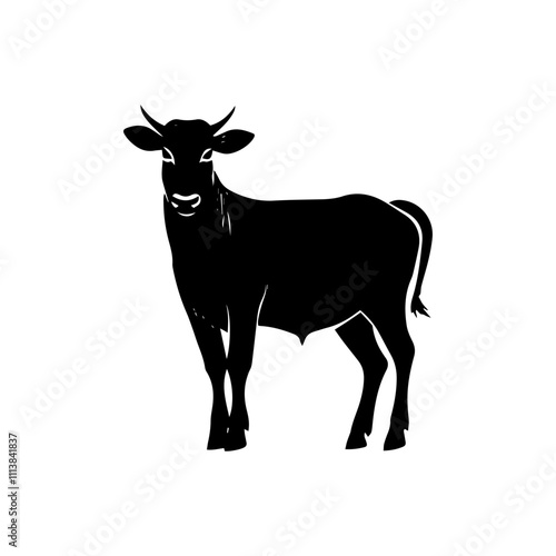 black and white bull