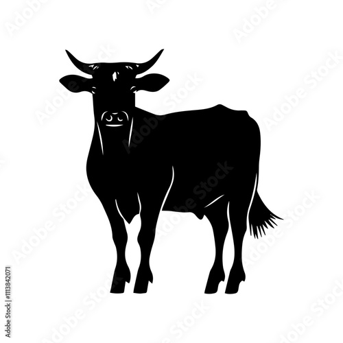 black and white bull