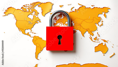 World Map with Lock, Geo-blocking in E-commerce concept