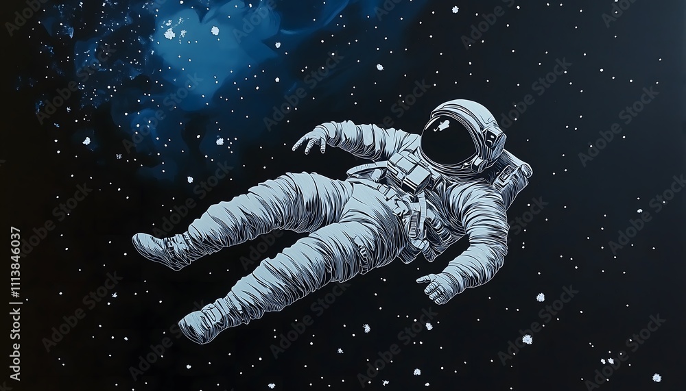 An illustration of an astronaut floating around in the vast expanse of space An illustration of an astronaut floating around in the vast expanse of space