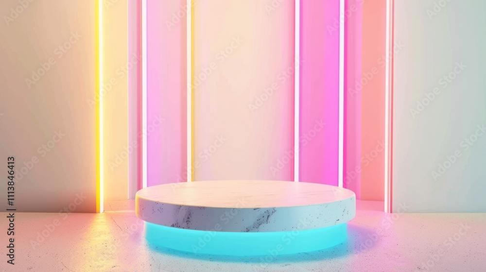 Neon Lit Marble Podium