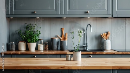 Wallpaper Mural Modern Kitchen Interior with Flower Arrangement Torontodigital.ca