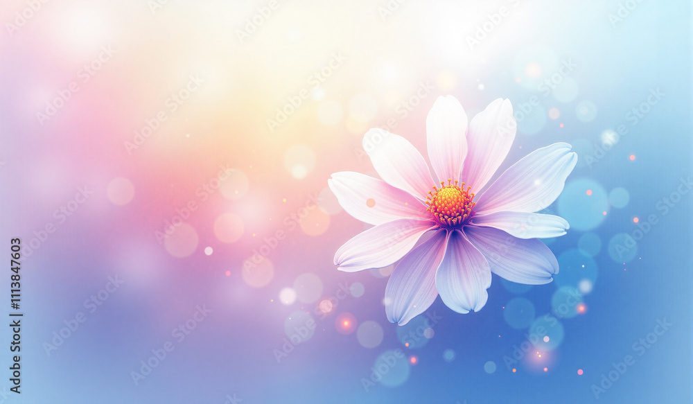 Ethereal abstract background featuring a delicate flower - Generative AI Ethereal abstract background featuring a delicate flower - Generative AI