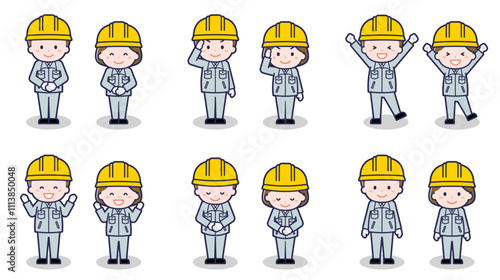 工事作業員の男女 01