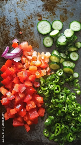 Colorful Chopped Vegetables Ready for Salad photo