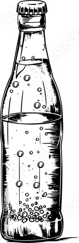 Bottle of  water, vector sketch illustration. 