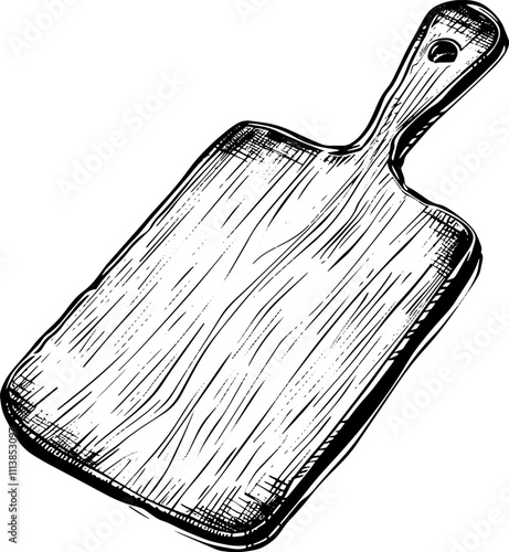 Kitchen chopping board, sketch vector EPS illustration. 