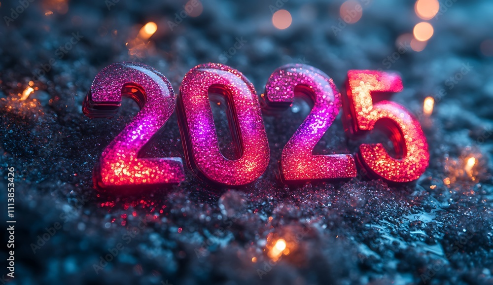 Sparkling2025 in Pink and Purple with Soft Bokeh Lights Sparkling2025 in Pink and Purple with Soft Bokeh Lights