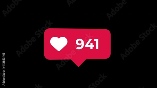 4K of 1000 likes counting animation in black and greenscreen background