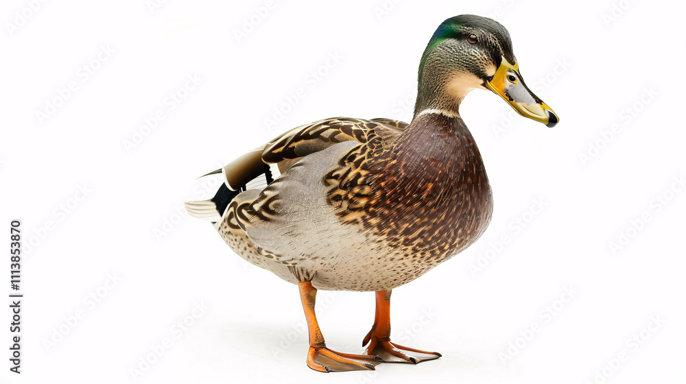 Obraz premium Portrait of a Duck: Close-up, isolated on a white background.