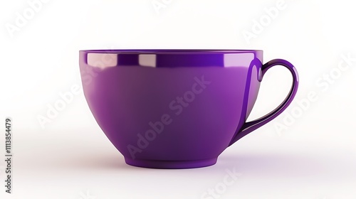 Bold purple tea cup with a minimalistic aesthetic on white.