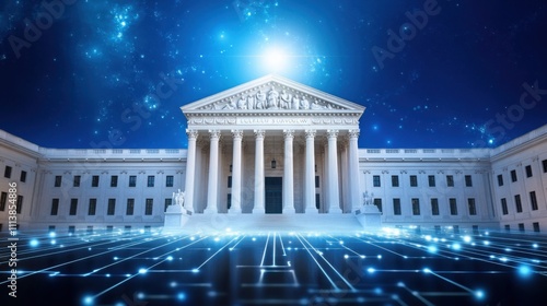 Digital transformation event at the supreme court virtual environment futuristic viewpoint legal concepts