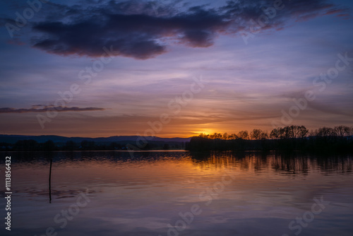 Wallpaper Mural Vysatov pond with sunset color light in autumn sunny evening Torontodigital.ca