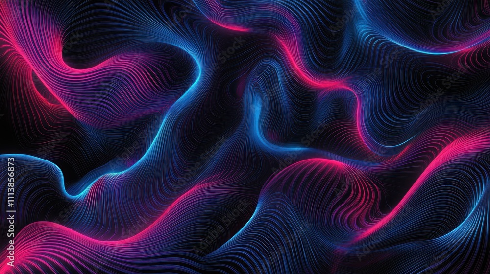 Abstract Pink And Blue Wavy Lines Digital Art Abstract Pink And Blue Wavy Lines Digital Art