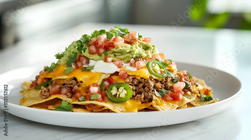 Loaded Sheet Pan Nachos with Queso Fundido and Pickled Jalapeños, Mexican Appetizer Photography