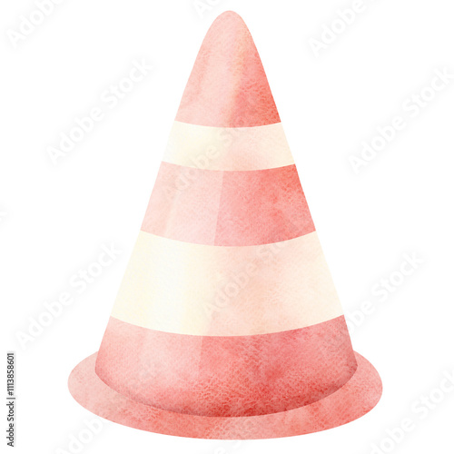 Red Traffic Cone Watercolor Clipart