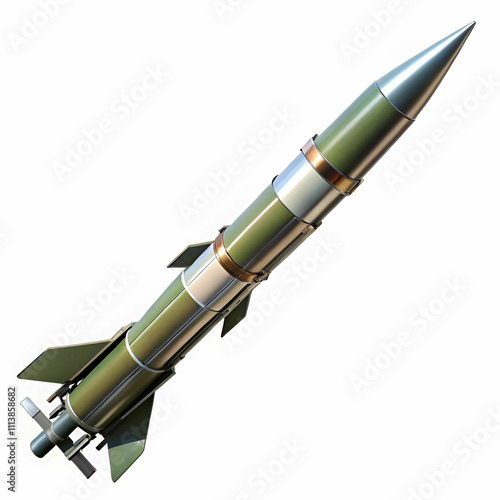 A detailed depiction of a guided missile rocket designed for ballistic capabilities