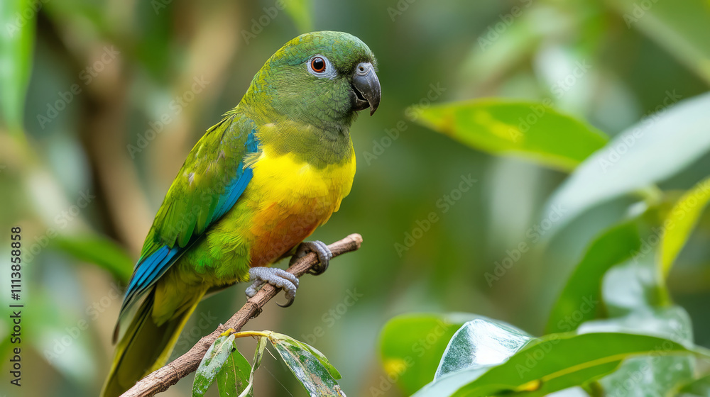 colorful parrot perched on a branch in a lush tropical rainforest colorful parrot perched on a branch in a lush tropical rainforest
