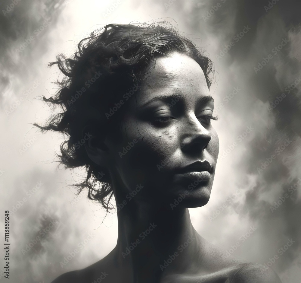 Illustration of human face in dramatic smoke. Illustration of human face in dramatic smoke.