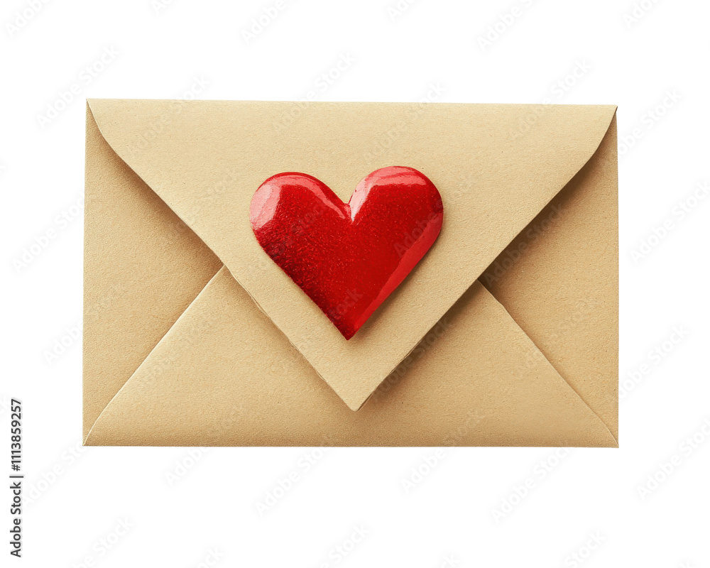 brown envelope sealed with shiny red heart symbolizing love and affection brown envelope sealed with shiny red heart symbolizing love and affection