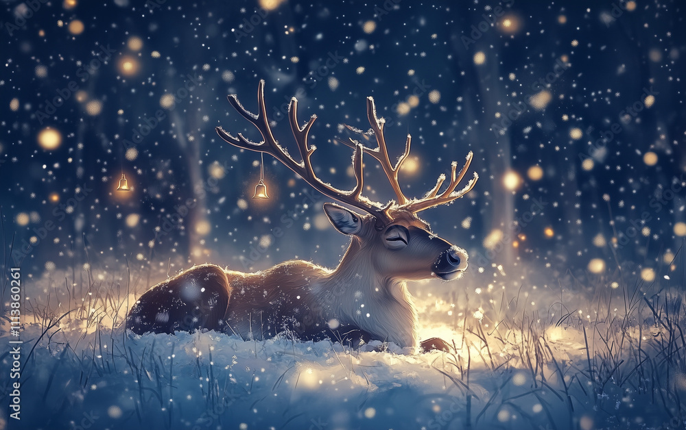 raindeer in the snow raindeer in the snow