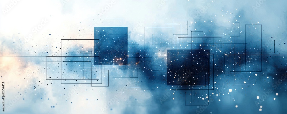 Fototapeta premium Abstract technology background with geometric shapes and blue tones