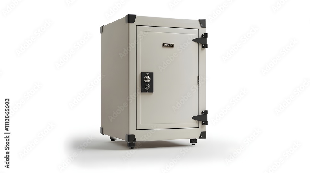 A sturdy safe designed for secure storage of valuables and important documents. A sturdy safe designed for secure storage of valuables and important documents.