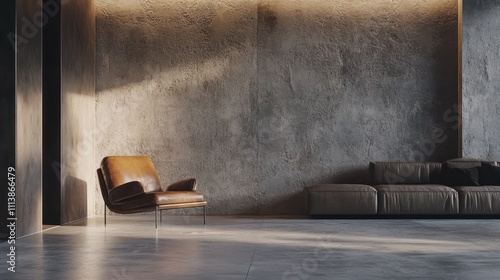 Modern Living Room Interior Design with Leather Seating