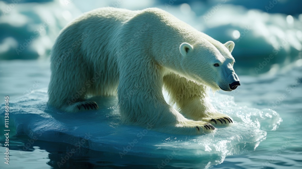 Polar bears stuck on melting ice caps symbolize the impact of climate change on wildlife Polar bears stuck on melting ice caps symbolize the impact of climate change on wildlife