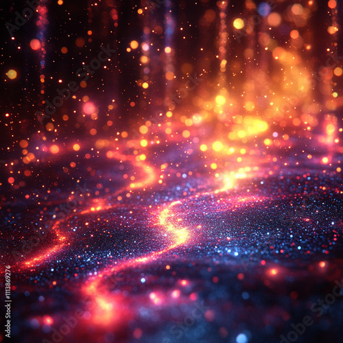 Glitter Texture, Holographic Texture, Data Stream and Neon Background, combination of glitter and holographic textures, data stream backdrop with neon