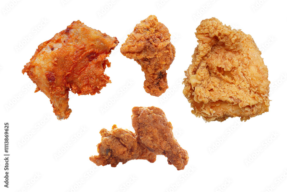 Crispy fried chicken. Food on a white background. Crispy fried chicken. Food on a white background.