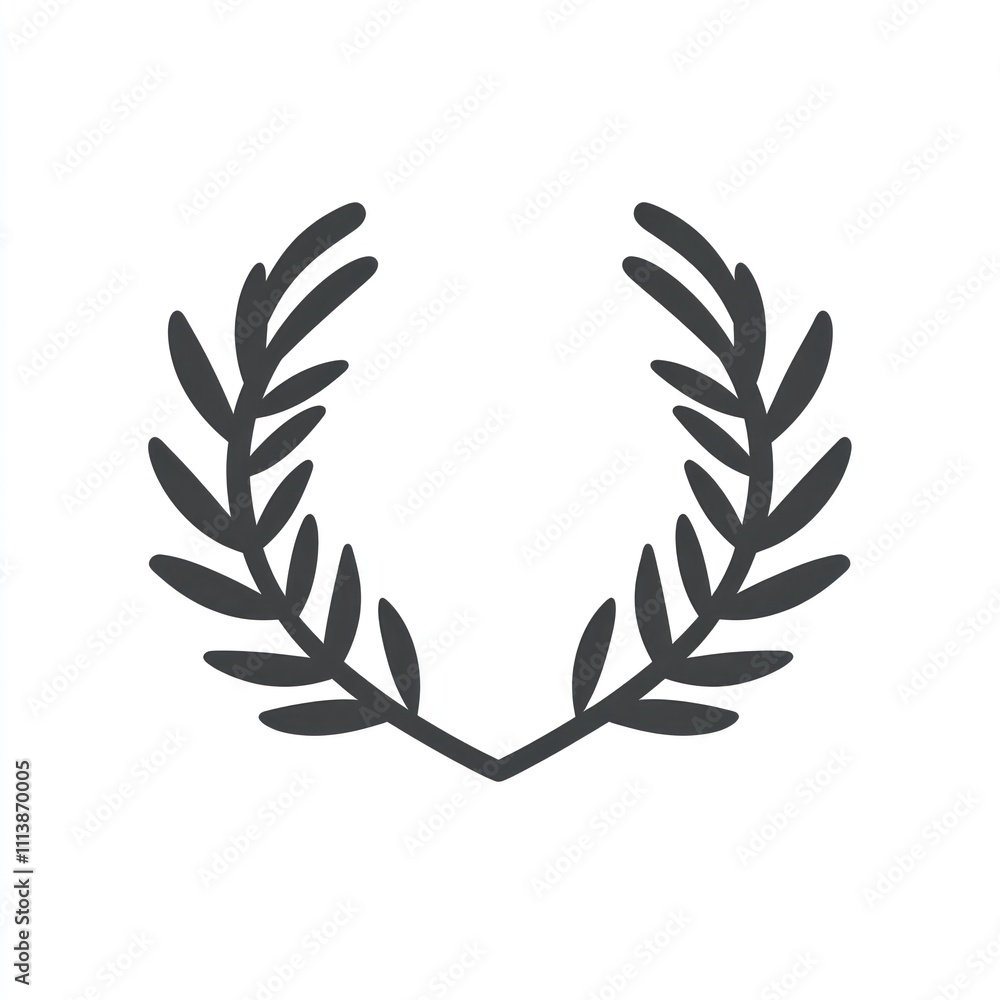 Simple black laurel wreath icon, isolated on white. Simple black laurel wreath icon, isolated on white.