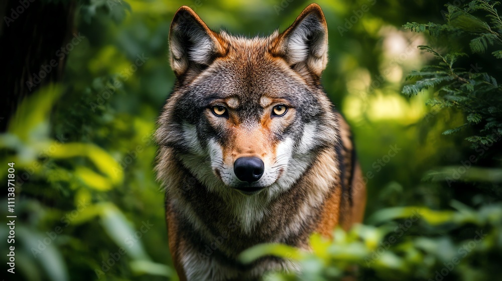 A wolf looks directly at the camera. A wolf looks directly at the camera.