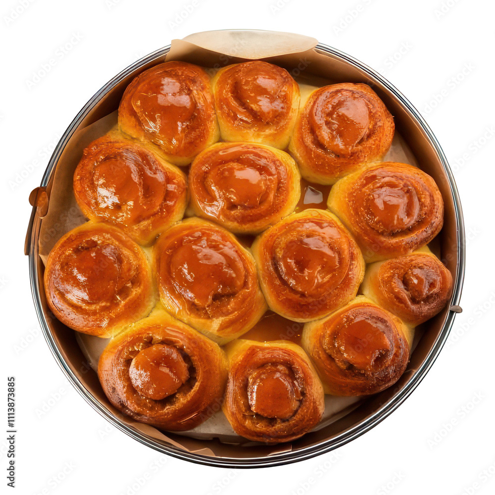 Fresh sticky buns caramel treats from the home kitchen transparent background Fresh sticky buns caramel treats from the home kitchen transparent background