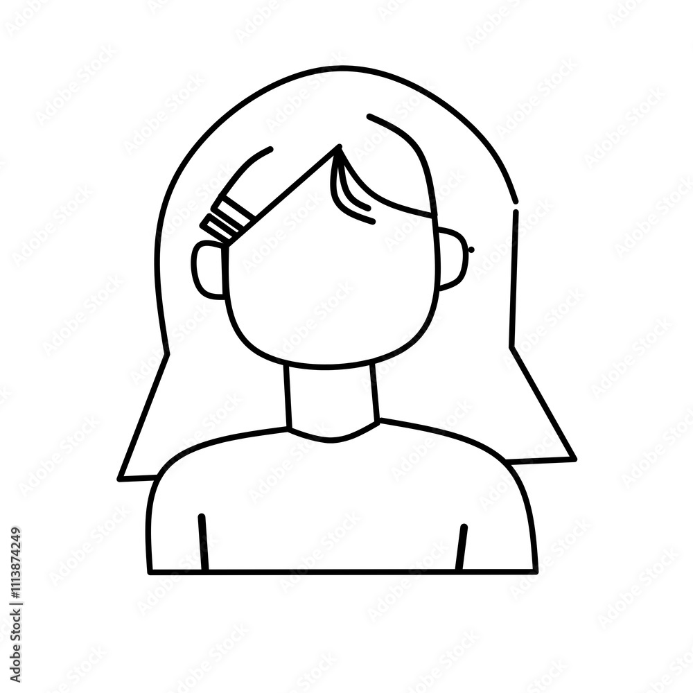 vector line art illustration, half body woman icon vector line art illustration, half body woman icon