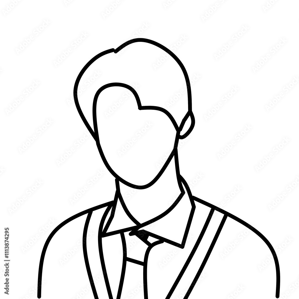 Vector line art illustration of a man's profile Vector line art illustration of a man's profile