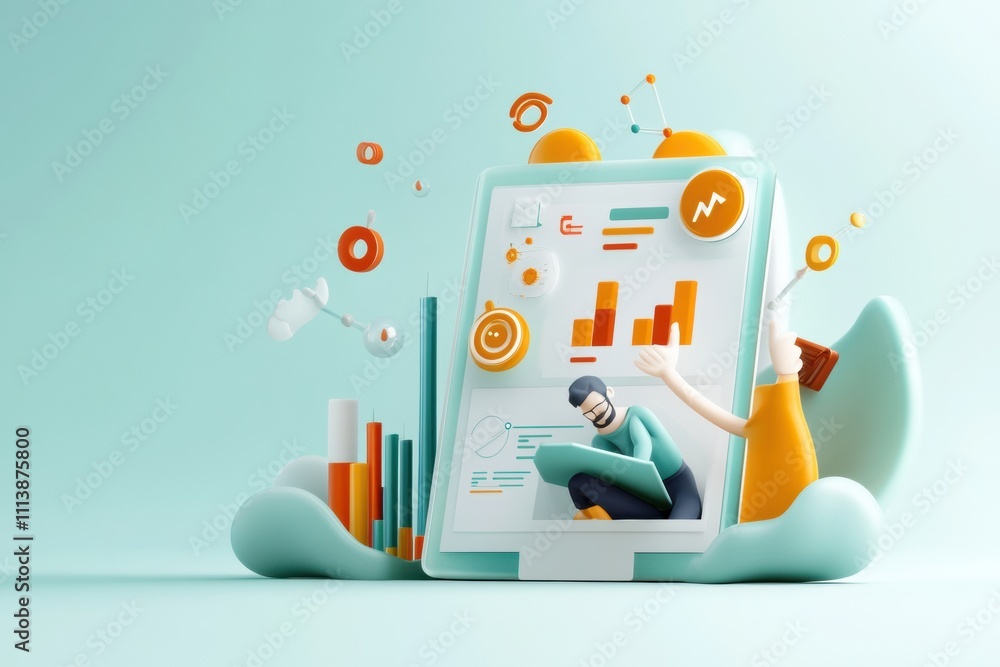 Obraz premium Multi-channel communication interface, professional choosing icons on smart devices.