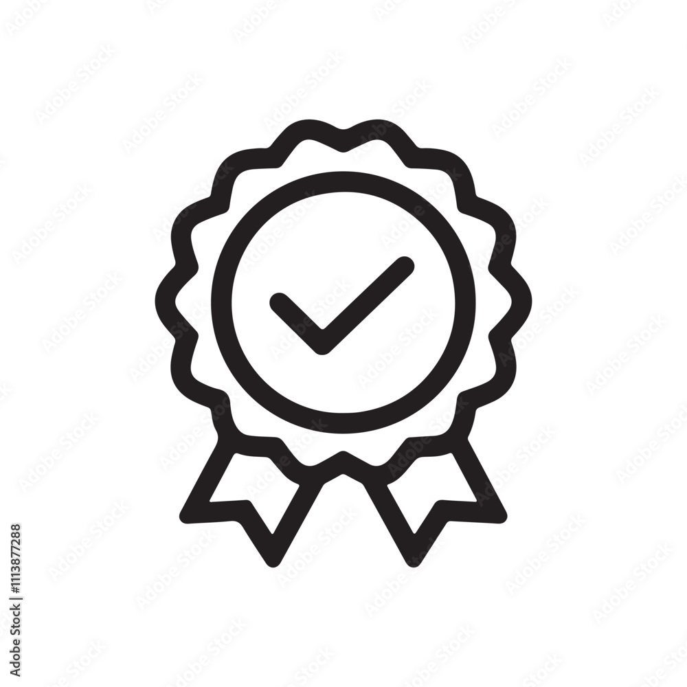 Certified and Approved Medal Icon - Flat and Line Style Winning Award, Verified Badge, Quality Symbol Certified and Approved Medal Icon - Flat and Line Style Winning Award, Verified Badge, Quality Symbol