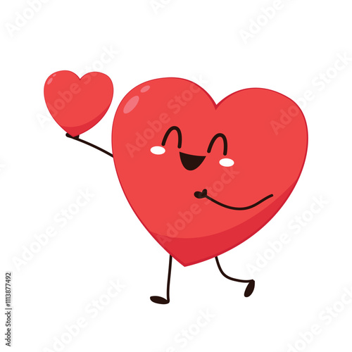 Red cute heart character. Romantic flat style Valentine's Day illustrations to express feelings of love.