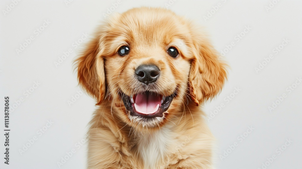 Photograph a cute puppy with a playful expression against a white background. Photograph a cute puppy with a playful expression against a white background.