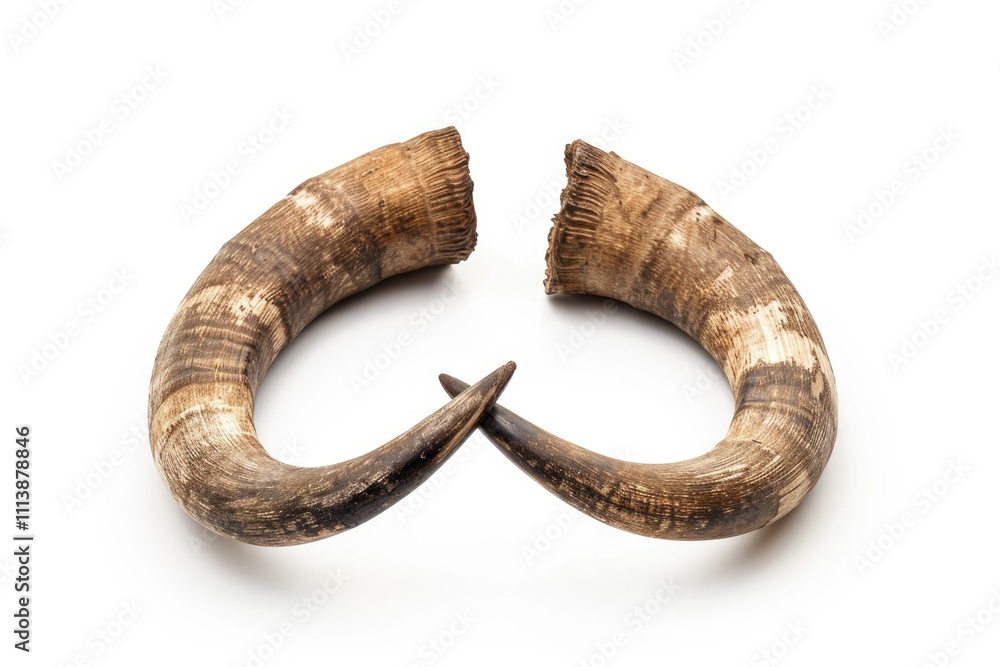 bull Large bull horns Isolated on white background. bull Large bull horns Isolated on white background.