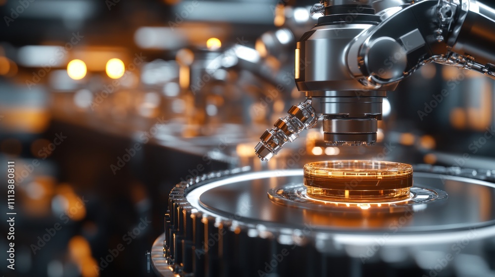 Robotic Arm Precisely Manipulating Sample In Laboratory Robotic Arm Precisely Manipulating Sample In Laboratory