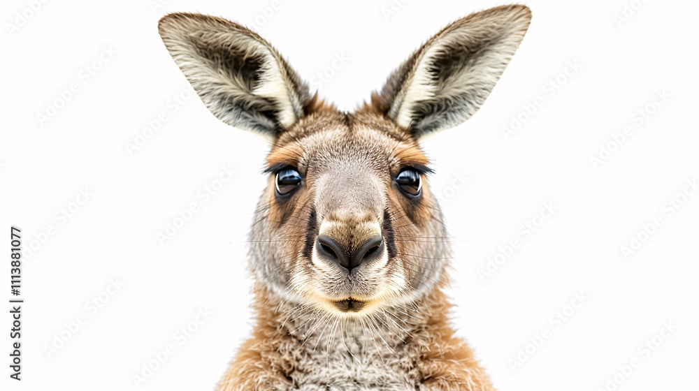 Portrait of a Surprised Kangaroo: Close-up, isolated on a white background. Portrait of a Surprised Kangaroo: Close-up, isolated on a white background.