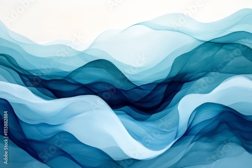Abstract Blue Waves: Fluid Motion in Soft Hues for Modern Design, Backgrounds, and Artistic Illustrations