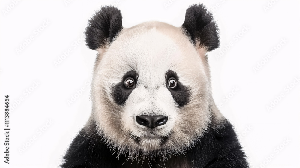 Portrait of a Surprised Panda: Close-up, isolated on a white background. Portrait of a Surprised Panda: Close-up, isolated on a white background.