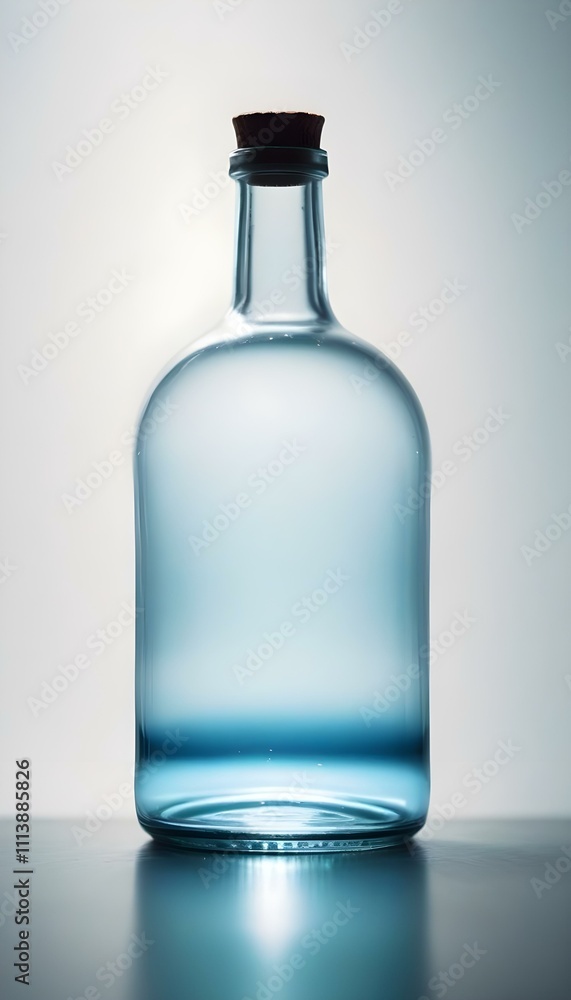 a round glass bottle, devoid of any labels, isolated on a stark white background create with ai a round glass bottle, devoid of any labels, isolated on a stark white background create with ai