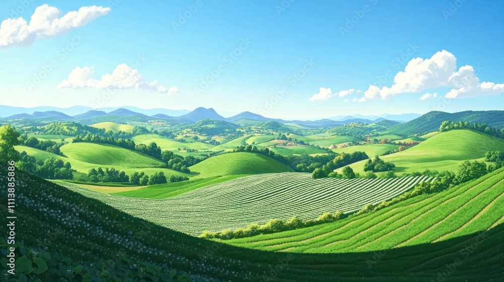 Rolling Green Hills Under a Sunny Sky Rolling Green Hills Under a Sunny Sky
